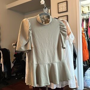 FASHION NOVA sage green Peplum Top - 1X